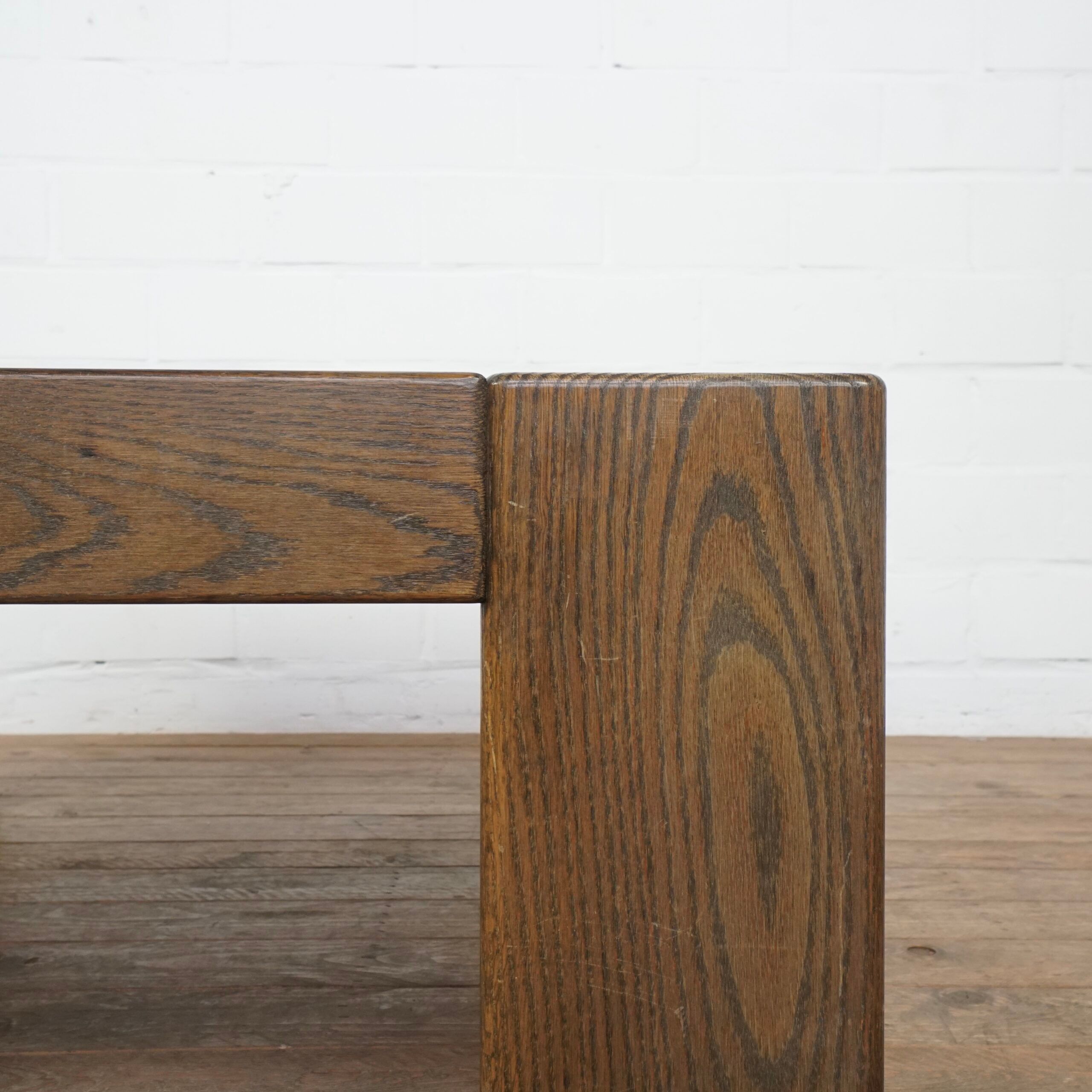 Belgium brutalist oak and stone coffee table