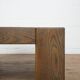 Table basse belge brutaliste en chêne et pierre