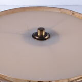 Ceramic gold table lamp with original shade, 70s