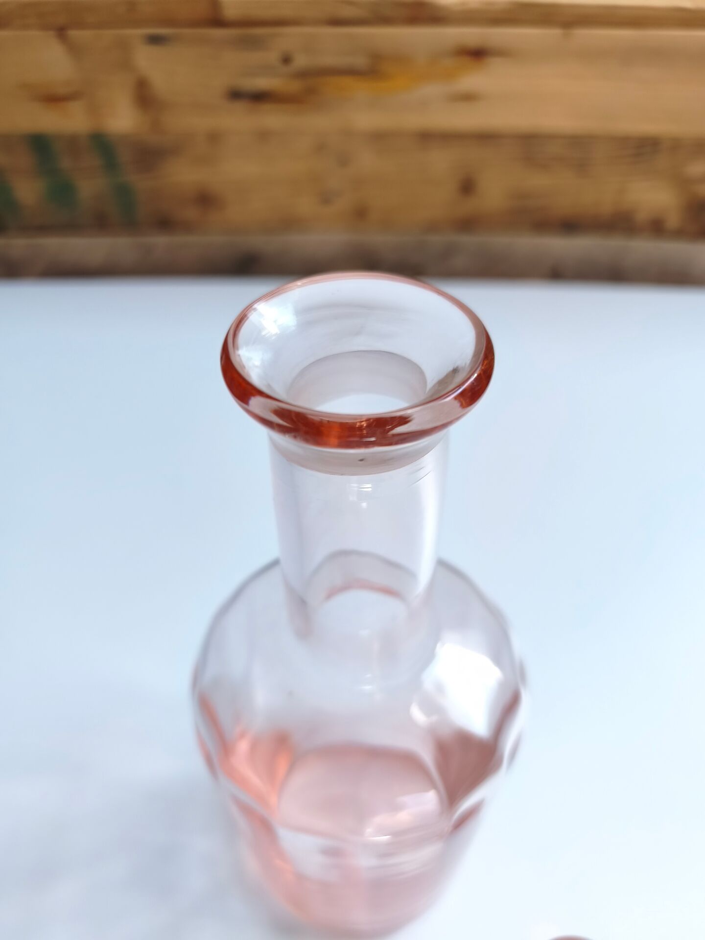 Vintage pink glass bottle
