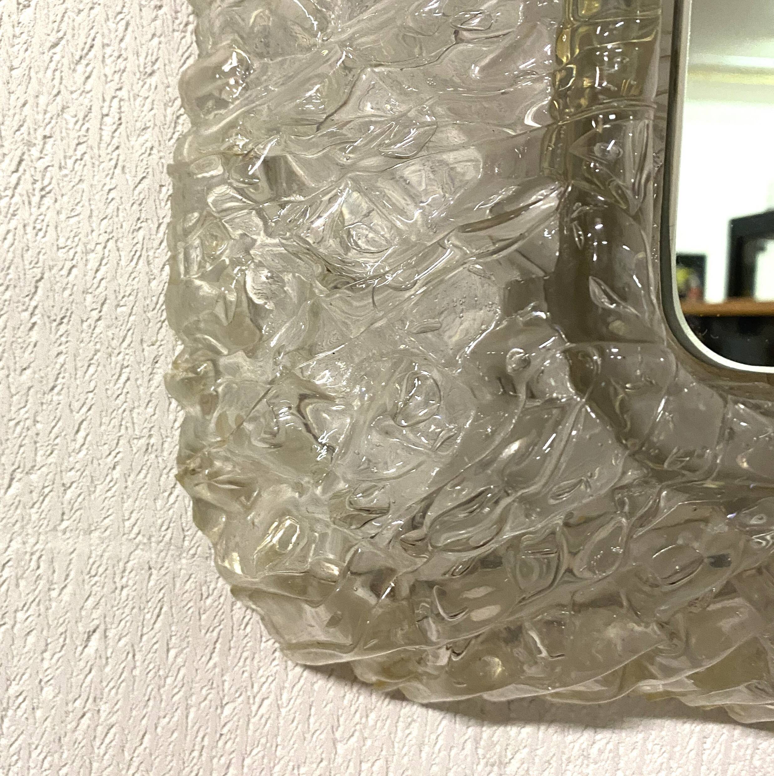 Ice mirror by Egon Hilleband square with light 1970s