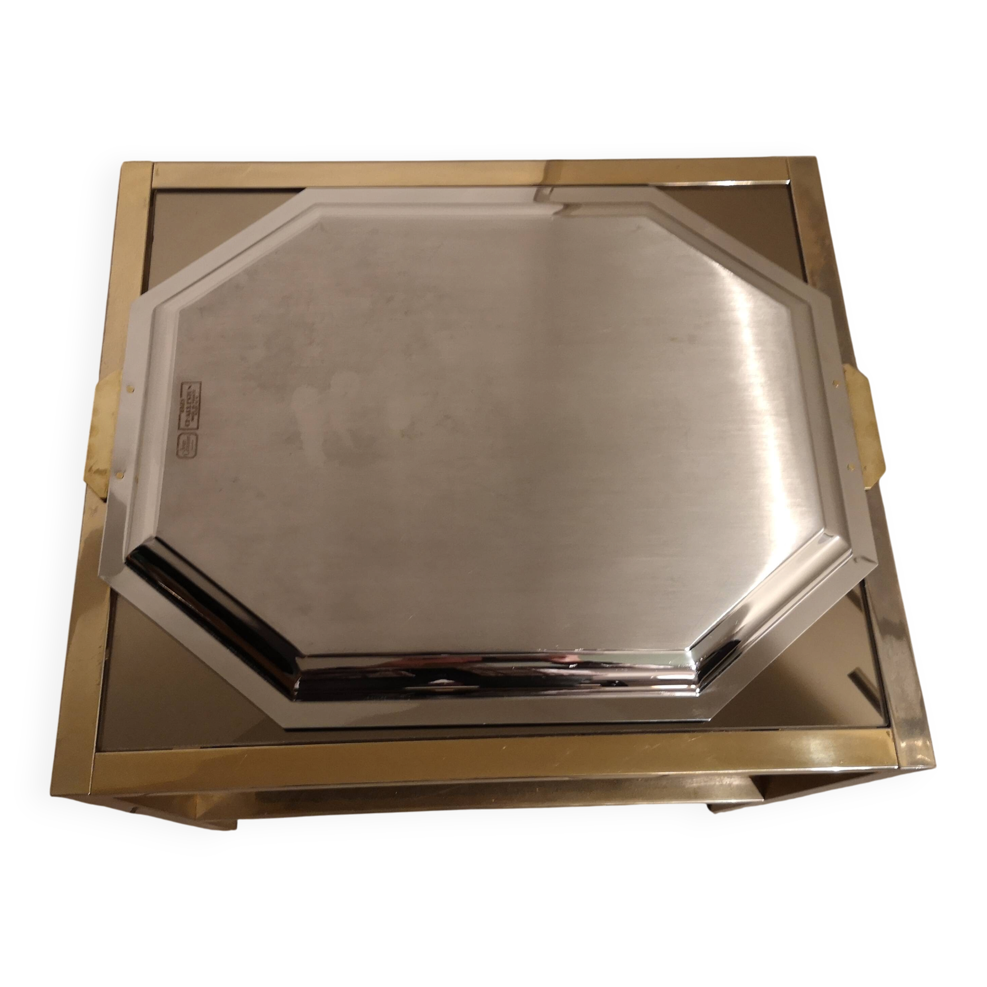 Plateau XXL Jean Couzon "Charleston 1925" en inox 18/10 et laiton