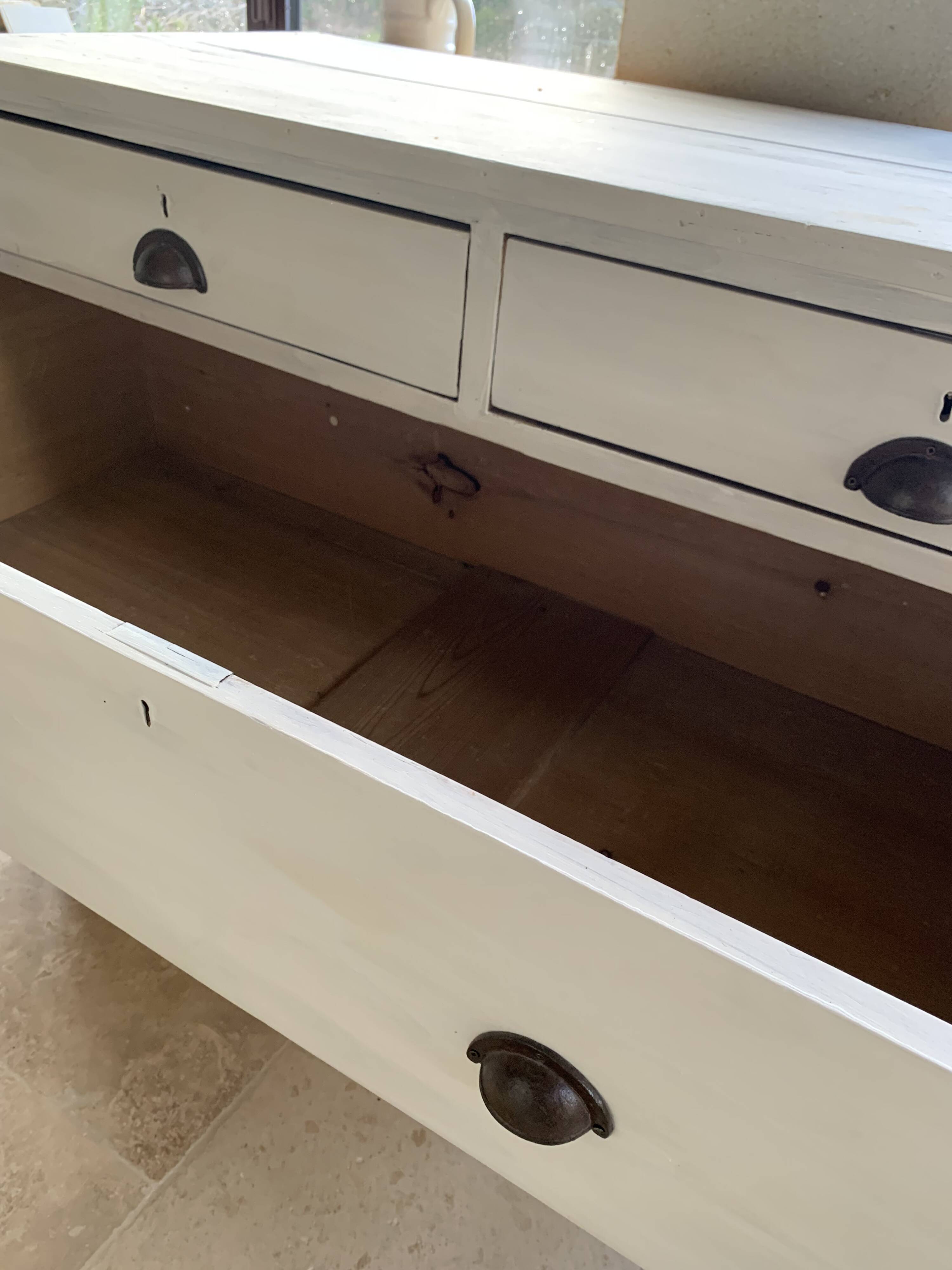 Charming old country sideboard painted in lime white