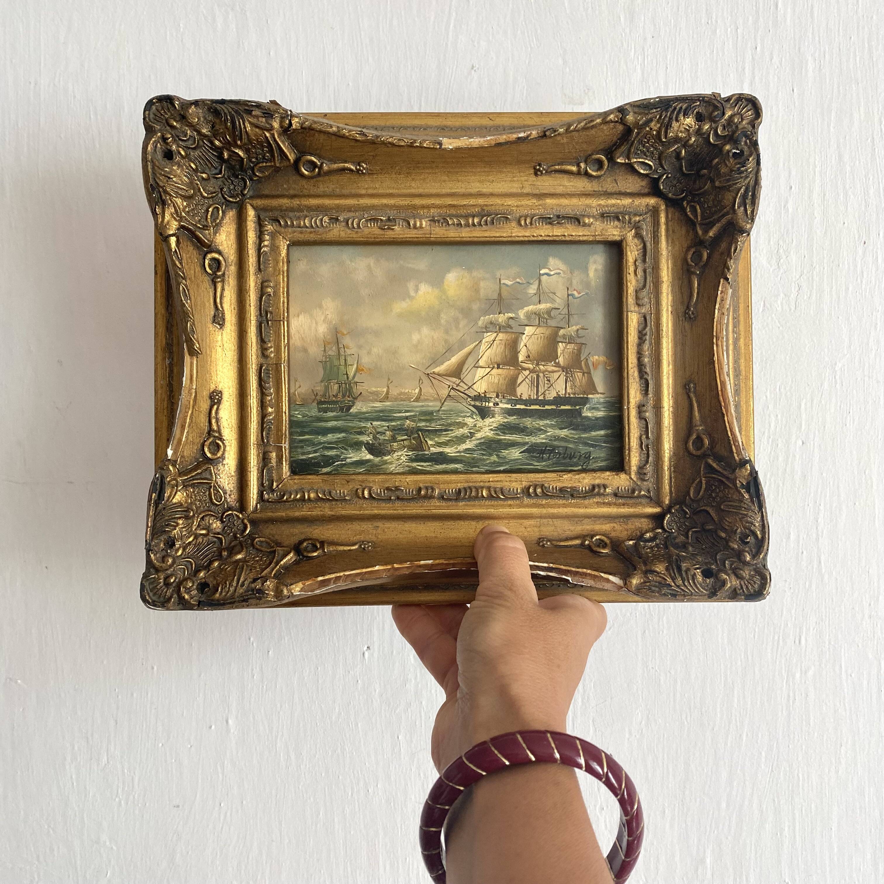 Framed marine painting