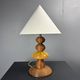 Midcentury wood turned adjustable table lamp with glass sphere, 1970s
