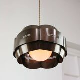 Vintage Italian Metal and Opaline Glass Pendant Lamp, 70s