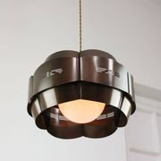 Vintage Italian Metal and Opaline Glass Pendant Lamp, 70s