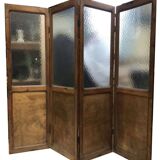 Four-leaf varnished wooden screen