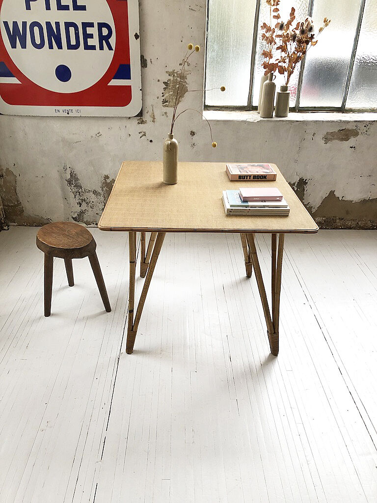 Vintage rattan meal table