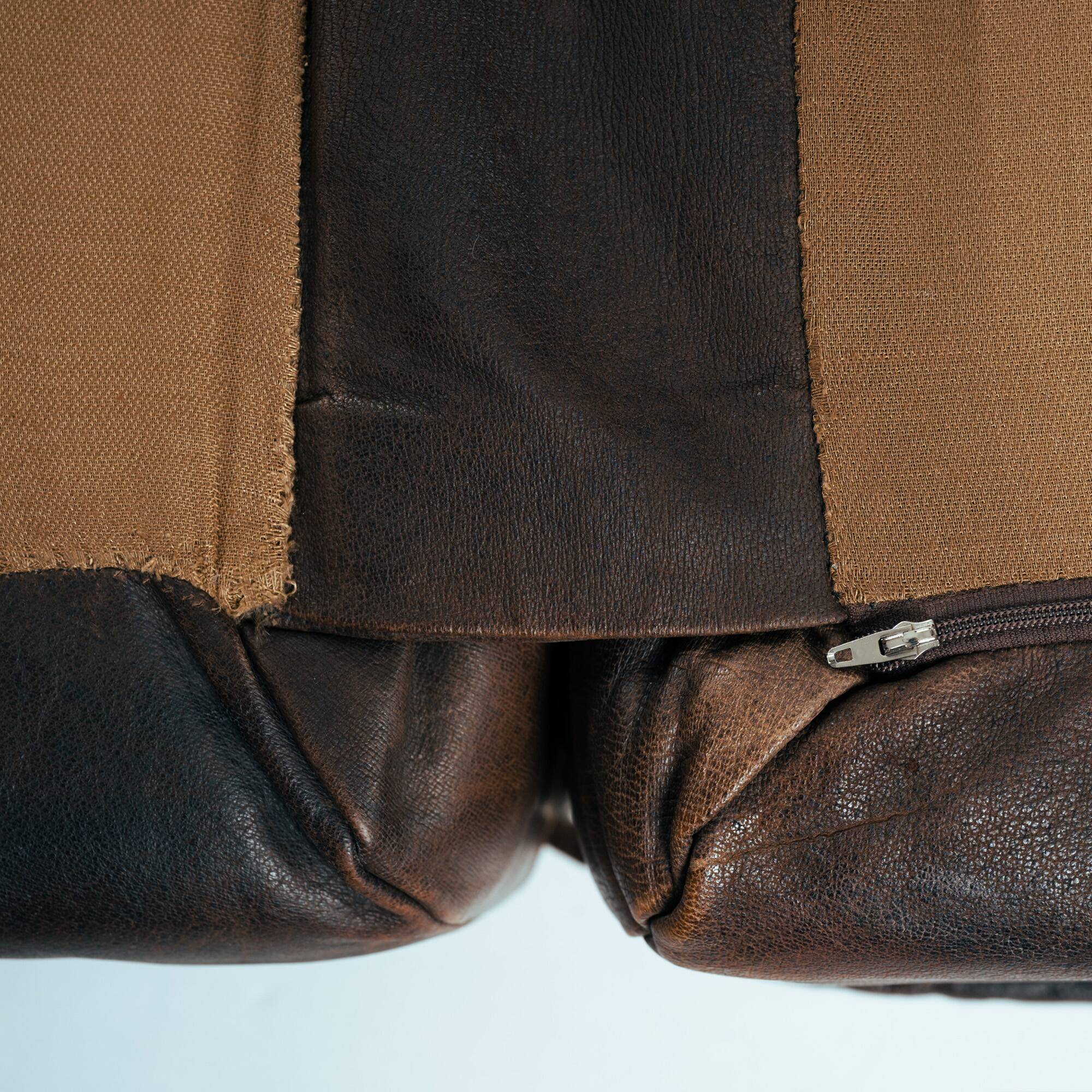 Brown Modular Leather Patchwork Sleeping Sofa Daybed, 1970s
