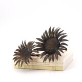 Brutalist brass sunflower sculpture, 1950s