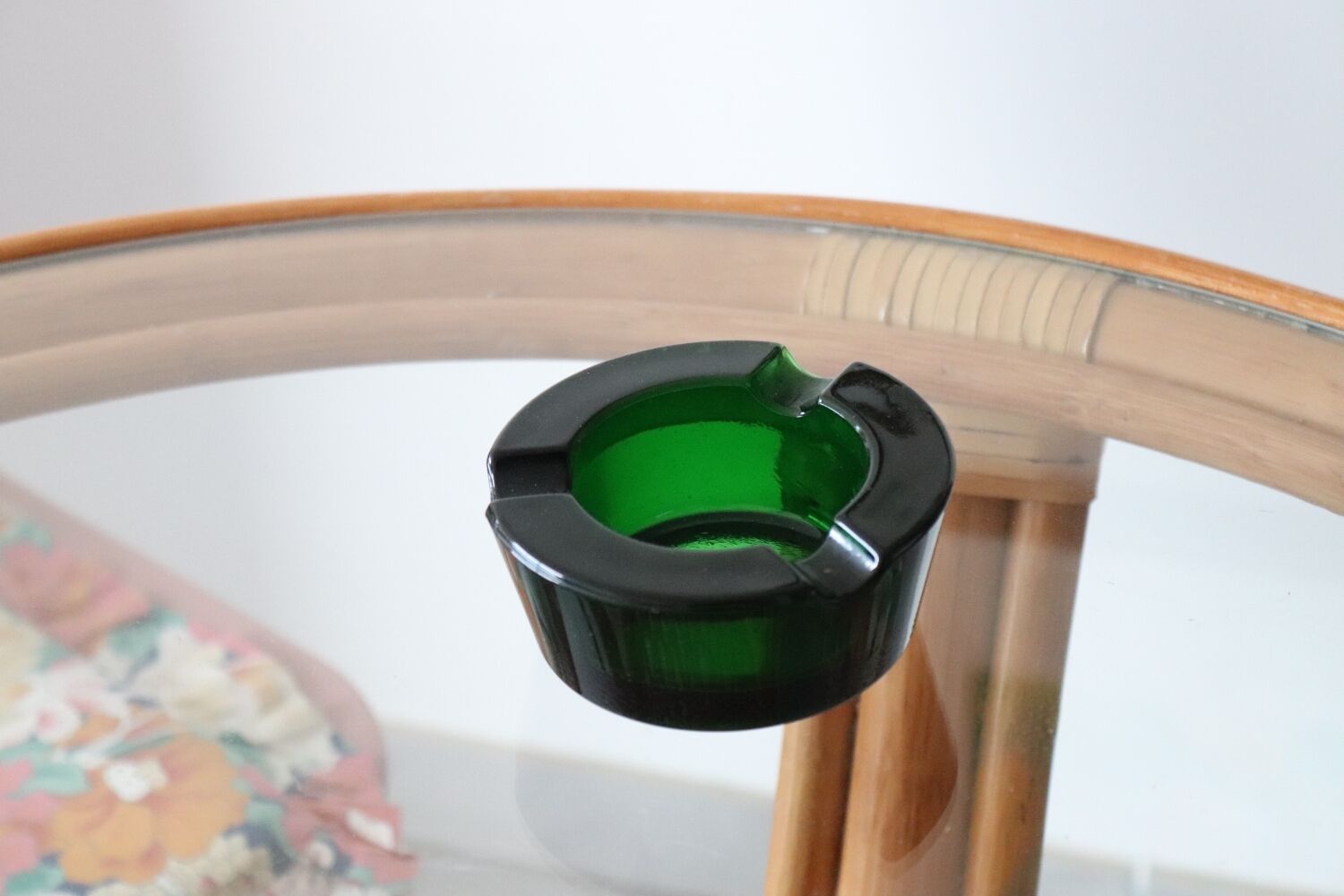 Vintage Green Glass Ashtray