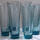 Six Biot glass orange glasses