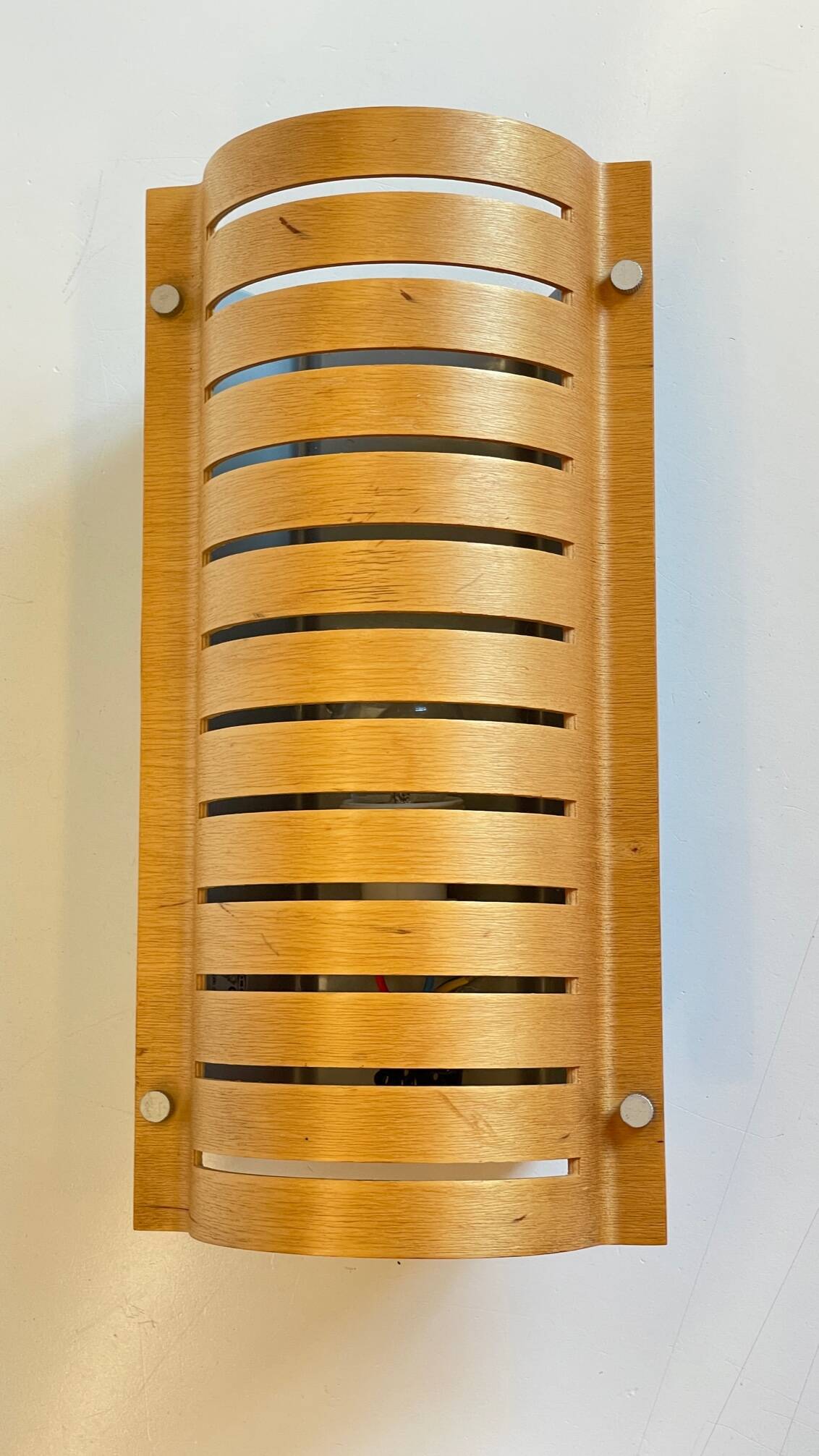 Vintage Ikea bent wood and steel wall light