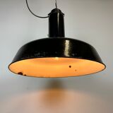 Industrial Black Enamel Factory Pendant Lamp with Iron Top, 1950s