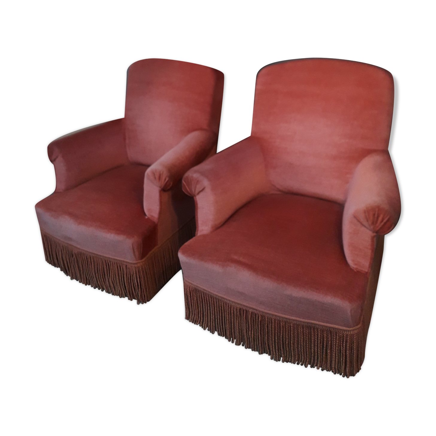Paire de fauteuils crapaud rose