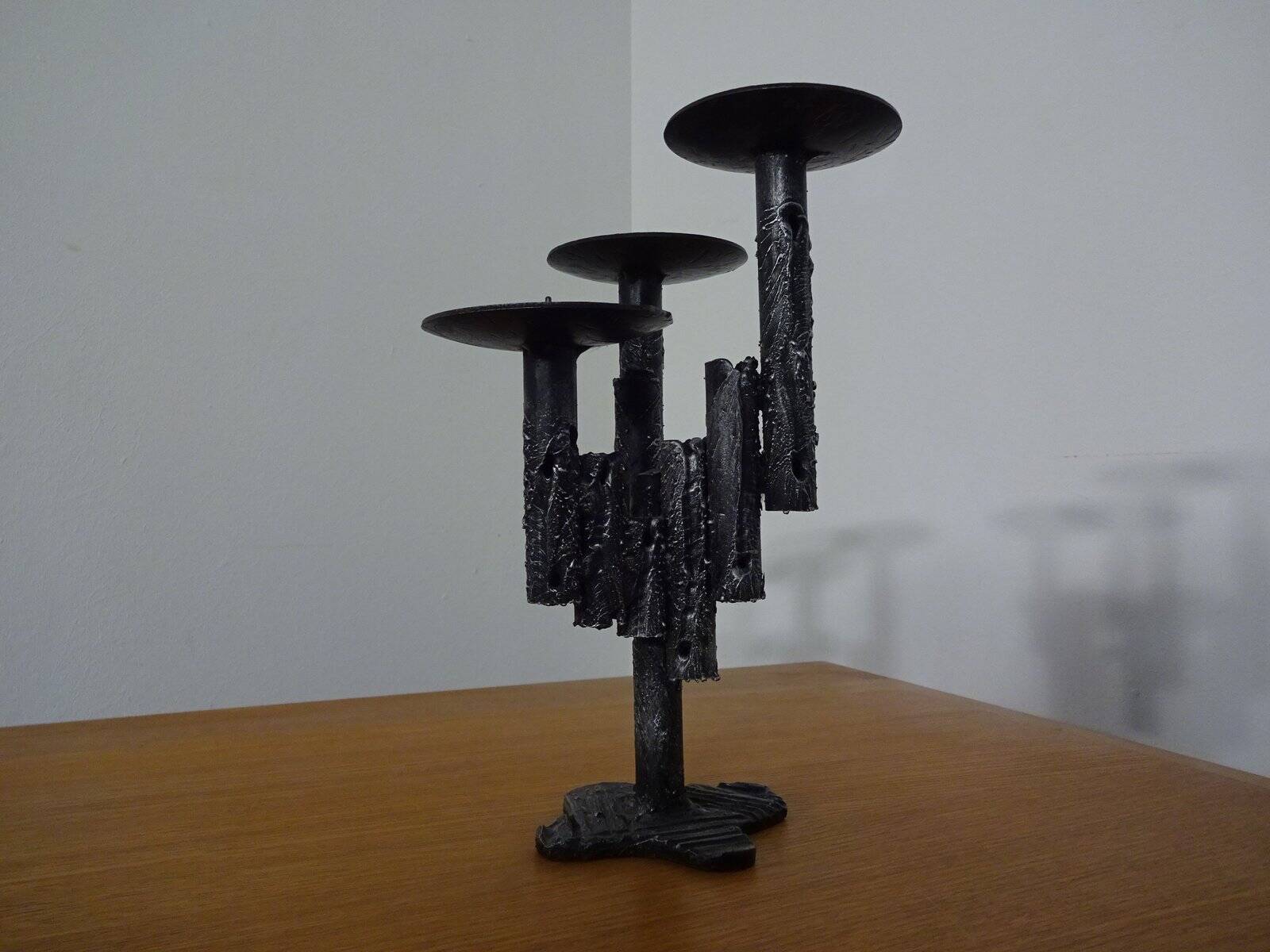 Brutalist Iron Candleholder, 1960s