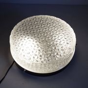 S+ Megal round ceiling light in black and opaque Swiss machined glass 90