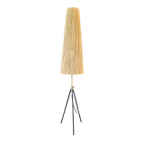 Lampadaire tripode Mid-century, abat-jour en corde, années 1950-60
