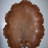 Carved wooden fruit cup with signed leaf shape