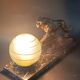 Panther desk lamp in spelter on a black and white marble base 1925