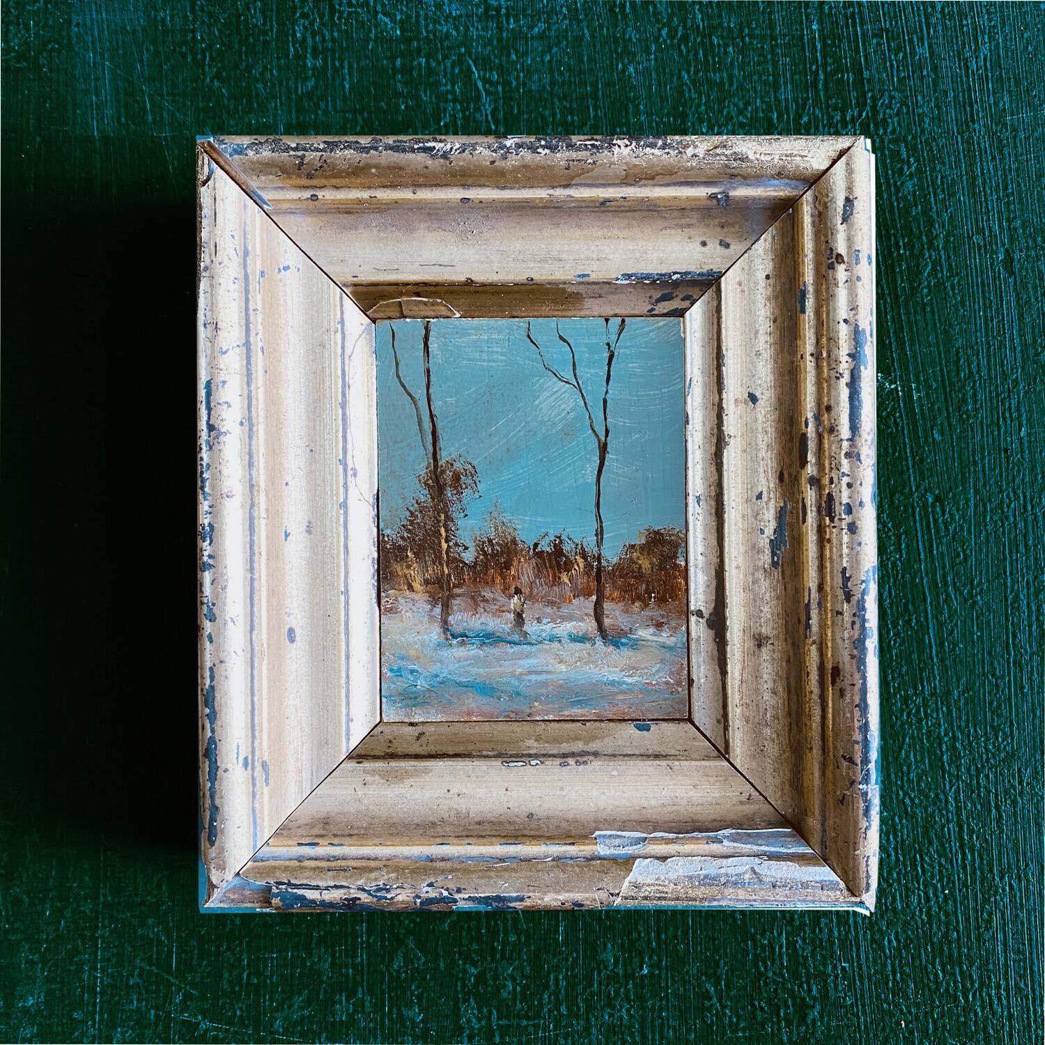 Miniature painting 1900 "Winter walk"