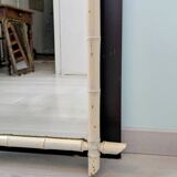 Vintage mirror with a bamboo spirit painted white – Graphic elegance and exoticism