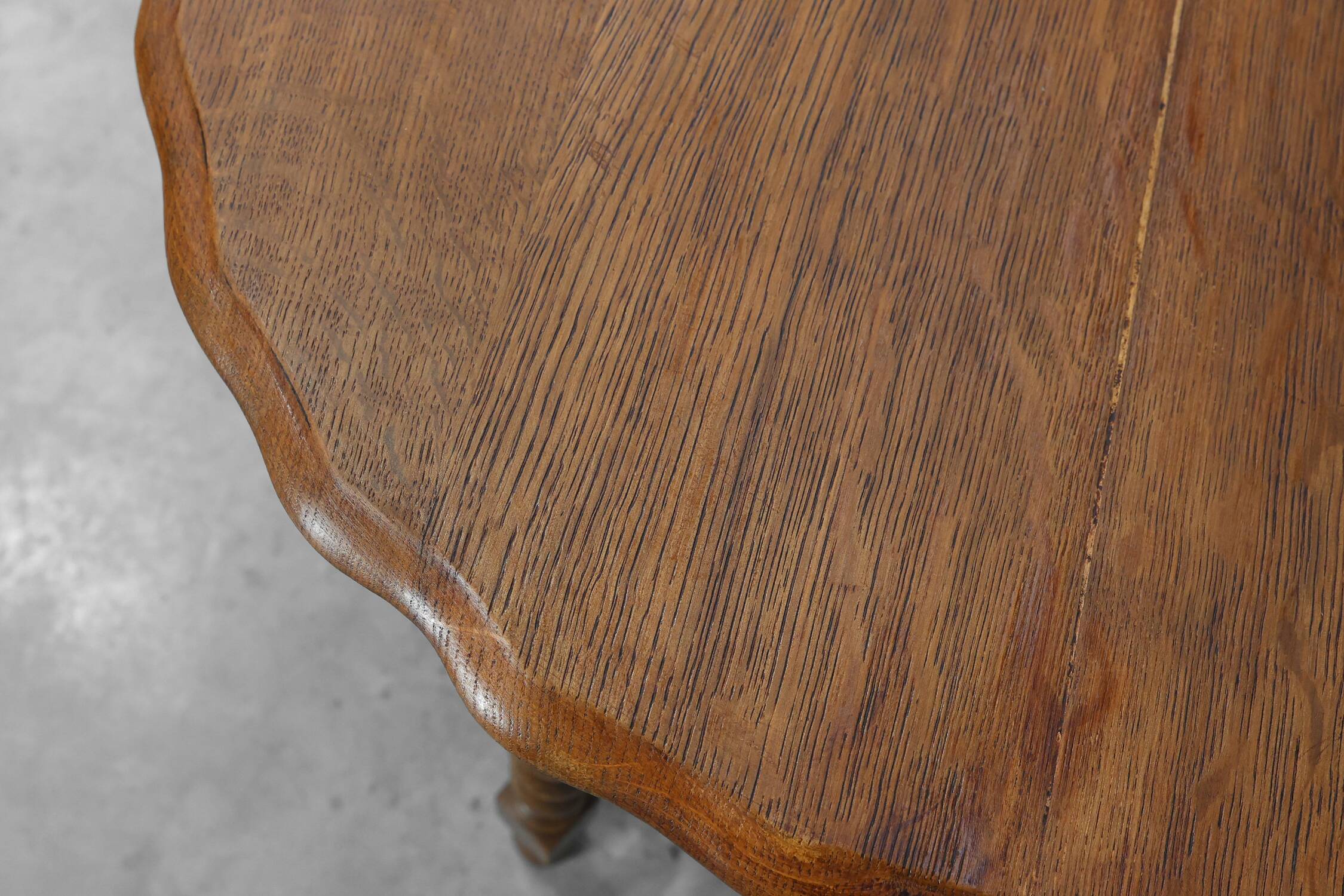 Solid Oak Carved Side Table with Barley-twist legs, France ca. 1890