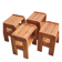 Set of 4 vintage 1970s pine side tables or bedside tables.