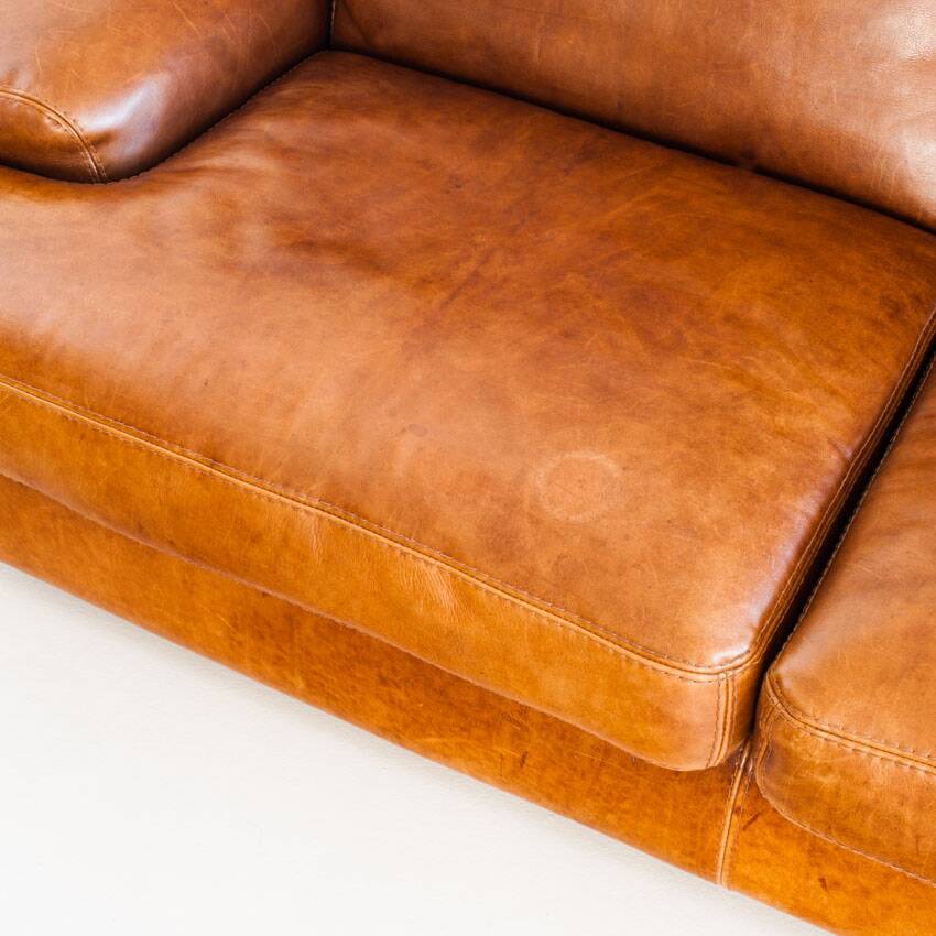 Vintage leather sofa - Convertible into a bed - France, 1990s