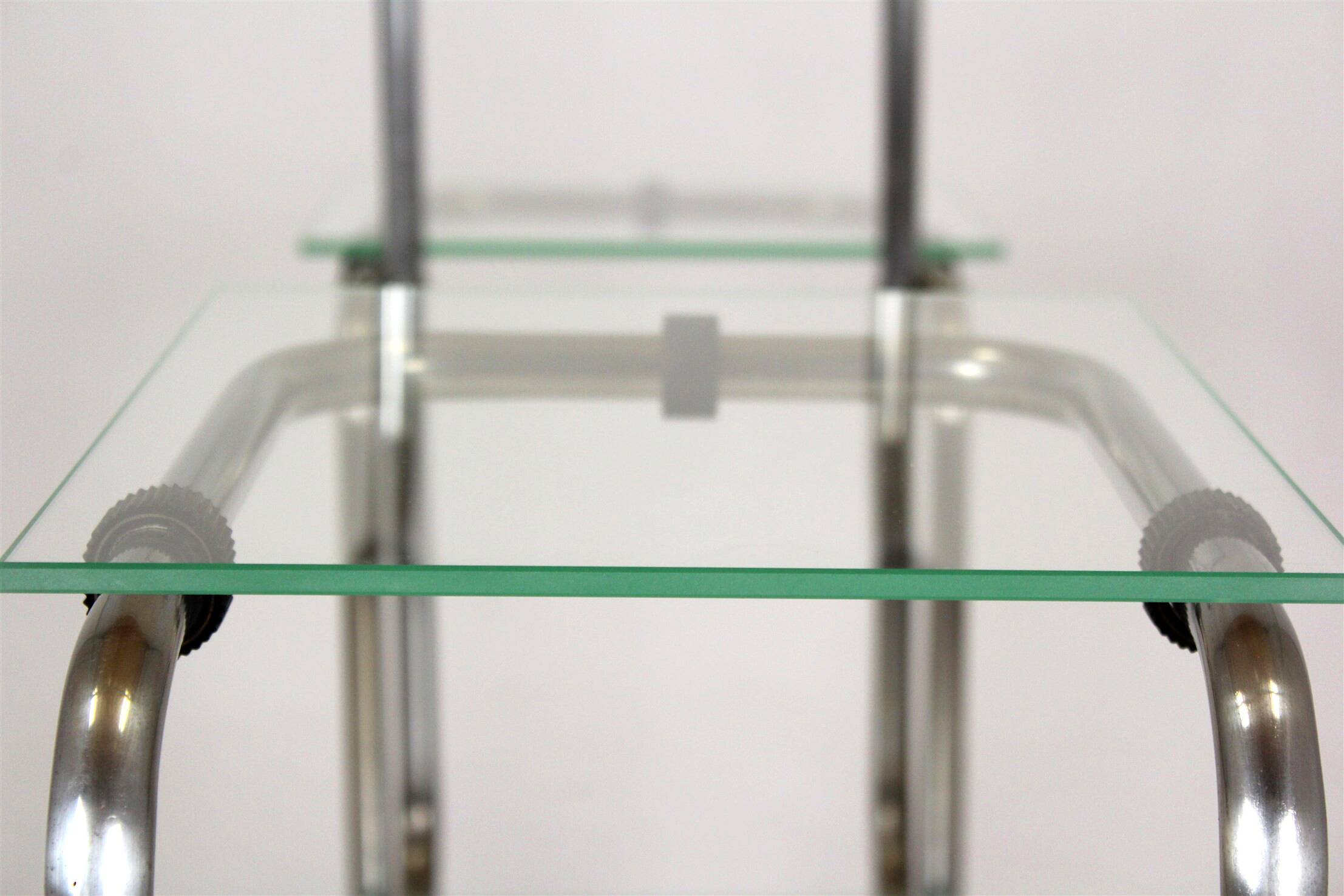 Large Bauhaus Functionalist Plant Stand in Chromed Steel and Glass, Former