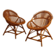 Pair of bamboo and wicker armchairs from the 1960s.