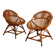 Pair of bamboo and wicker armchairs from the 1960s.