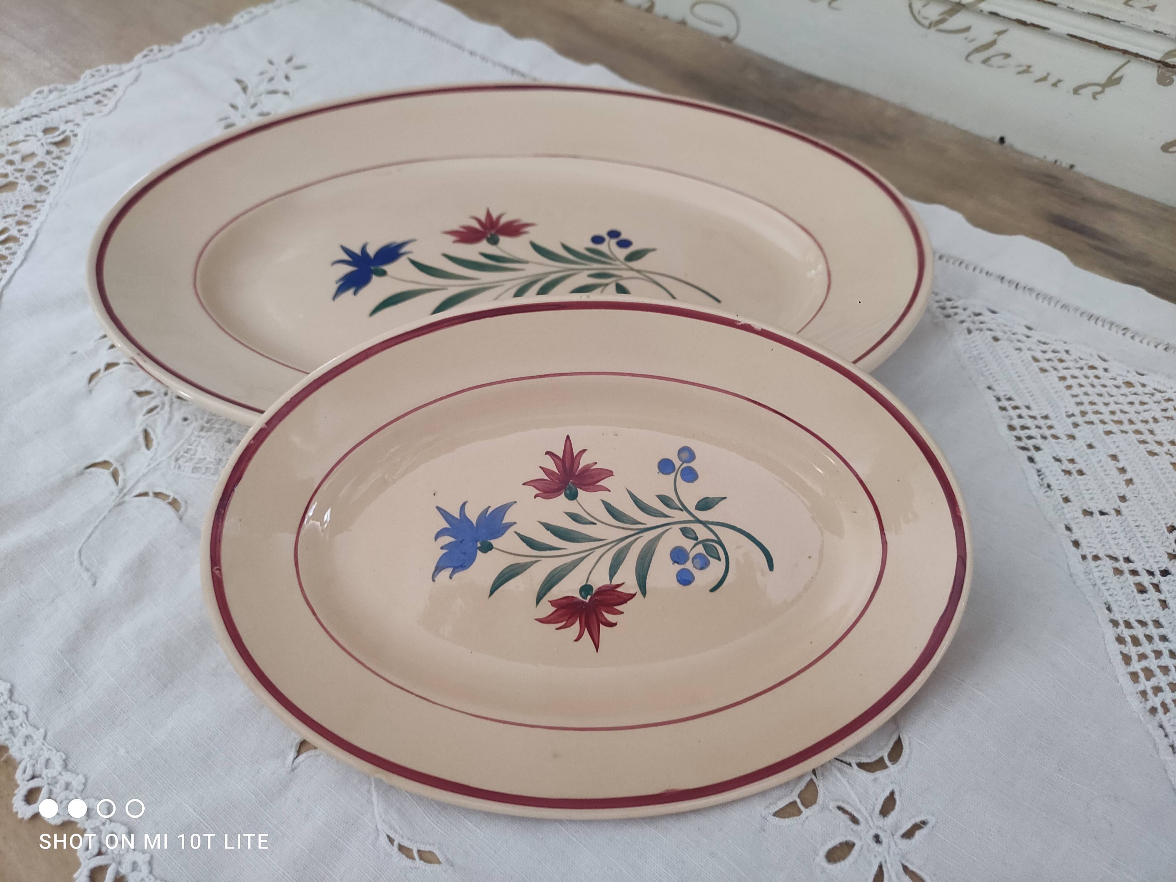 Set of 2 oval dishes trundles 30s earthenware K&G Lunéville model Denise