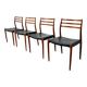 Ensemble de 4 chaises modèle 78 en teck et cuir par Niels O. Møller