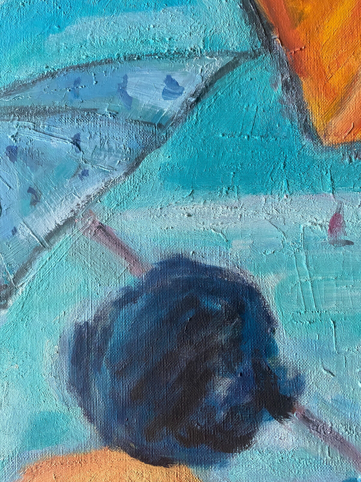 Painting "beach in hendaye" hst marcelle guetta-fattal (1922-2009) fauvism cubime