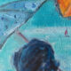 Tableau "plage à hendaye" hst marcelle guetta-fattal (1922-2009) fauvisme cubime