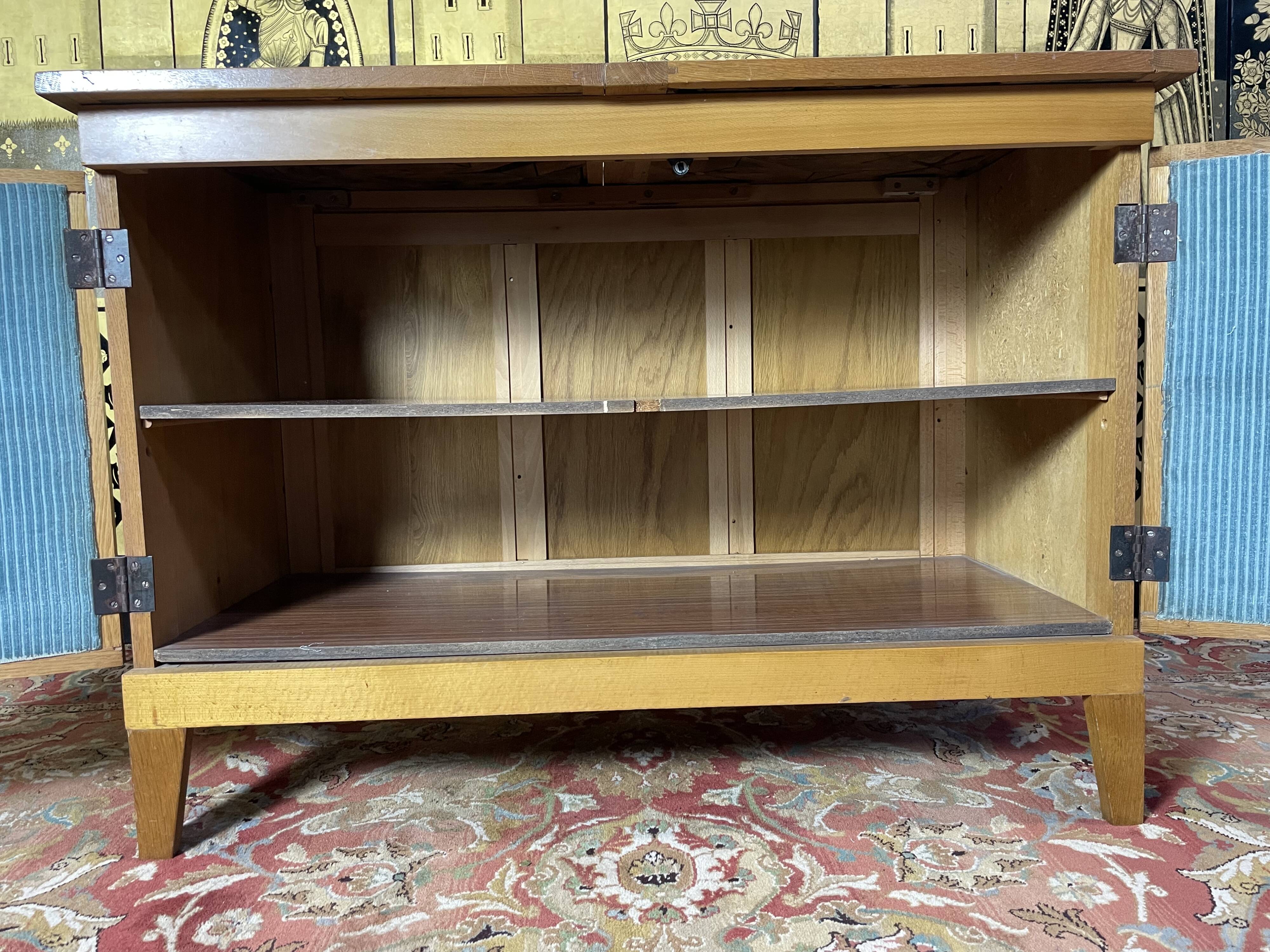 Vintage low sideboard in parqueted oak 1960