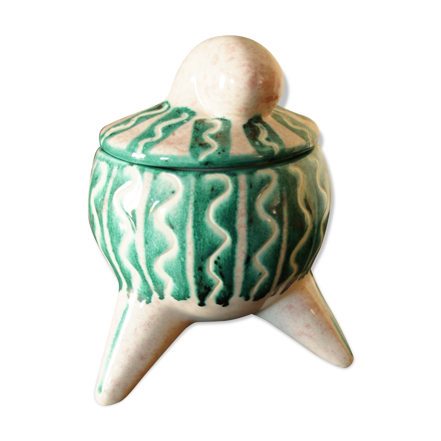 Zig Zag Charles Voltz Vallauris tripod ceramic pot