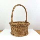 Old round braided basket - Diameter 29 cm