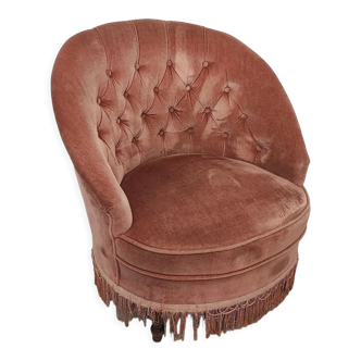 Fauteuil Crapaud rose poudré