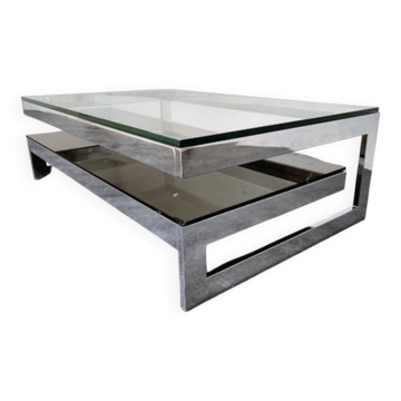 Vintage coffee table in "G" by Belgo Chrome, 1970s - Chrome