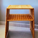 Wicker bedside table or side table from the 1960s.