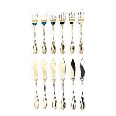 Christofle Galéa , couverts à poisson ,6 fourchettes ,6 couteaux