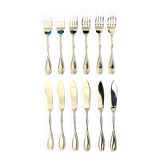 Christofle Galéa, fish cutlery, 6 forks, 6 knives.