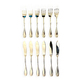 Christofle Galéa, fish cutlery, 6 forks, 6 knives.