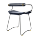 Stool height chair / table c. Backrest Aged Silver Steel and Navy Blue Leather
