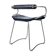 Stool height chair / table c. Backrest Aged Silver Steel and Navy Blue Leather