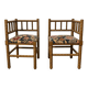 Duo de chaise d'angle en bois tourné bobines et assise tissu, milieu XXème