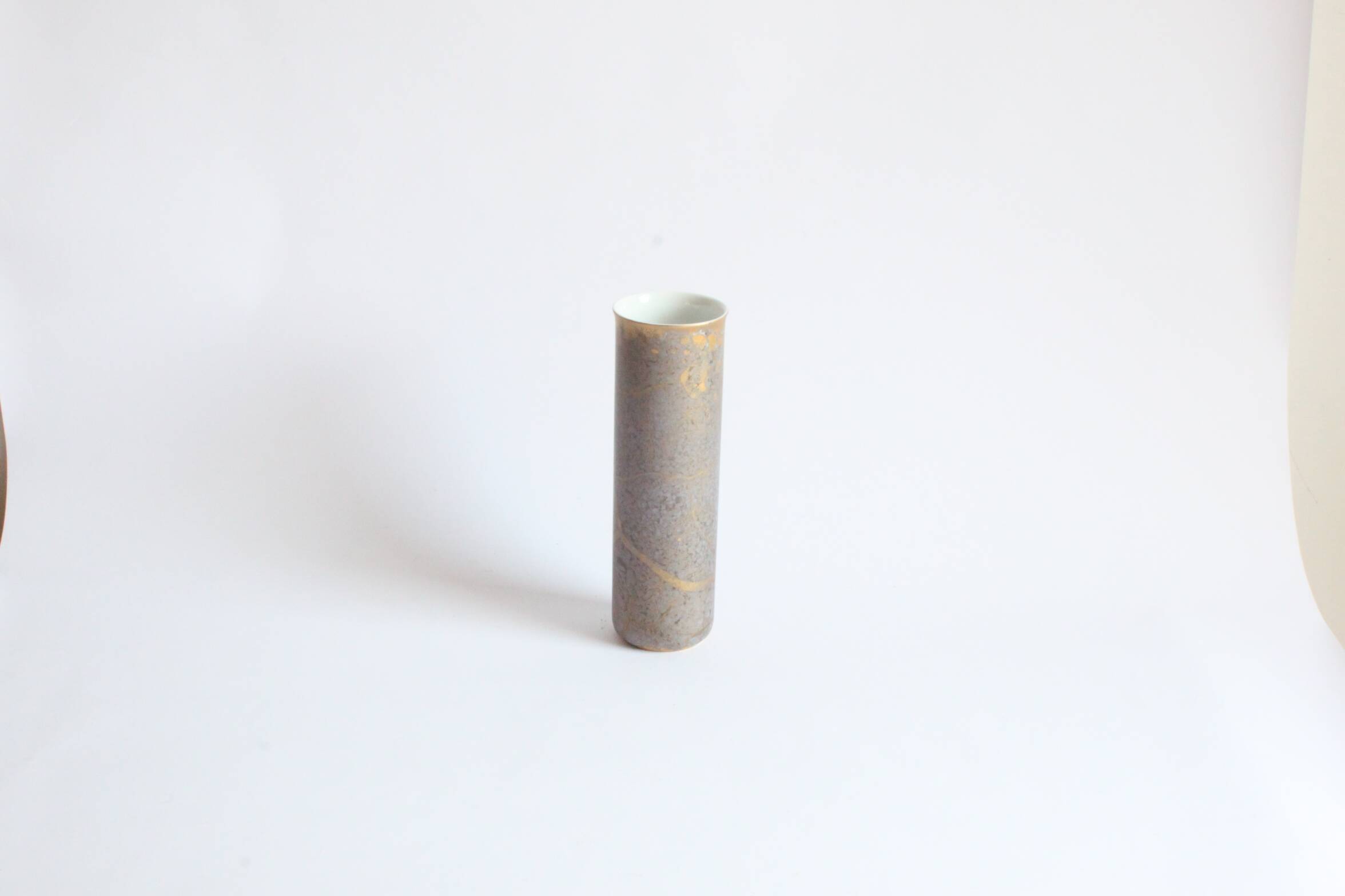 Vase cylindre doré par H.Drexler pour Rosenthal, 1970